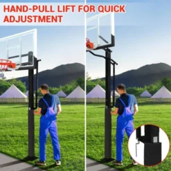 55" Outdoor Basketball Hoop System, Tempered Glass Shatterproof Backboard, 8-10Ft Quick Height Adjustment -Furniture GUEST fcb72905 a849 4eaf 850e e28bc2164e68