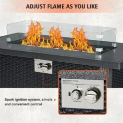 44 Inch Gas Fire Pit Outdoor Firepit Table, 50000BTU Rectangle Propane Fire Table With Cover & Rain Cover For Outside Garden Backyard Deck Patio -Furniture GUEST fcd97838 68c0 45a4 bb50 f9016a56660e