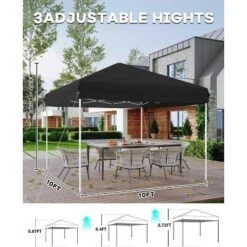 10x10 Heavy Duty Pop Up Canopy- Outdoor Canopy Tent With Portable Bag - 3 Adjustable Height, 4 Weight Bags, 8 Stakes & 4 Guy Ropes Included -Furniture GUEST fd254816 54c6 44c9 b294 9d2f091fda0e