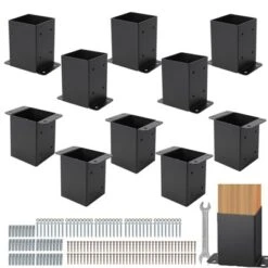 Post Base, 4x4 Post Base - Heavy Duty 10-Pack Powder-Coated Steel Brackets With Hardware For Deck, Fence, Pergola, Gazebo -Furniture GUEST fd522c00 344d 4350 8700 4907bc7f1c92