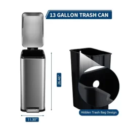 13.2 Gallon/50 L Step Trash Can With Lid Soft Close, Step Pedal, Fingerprint Resistant Narrow Rectangle Garbage Can With Removable Inner Bucket -Furniture GUEST fd6fa5bc fdd0 410e 9ad0 9b13245d2f33