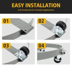 Drum Dolly Barrel Cart Set Of 2 - Heavy Duty 1000lb Capacity W/ Dual Brakes & Cross Braces, 55-Gallon Metal Roller For Garbage Can, Silver -Furniture GUEST fd989f4b 097a 4be4 9d7c 06371214ae4d