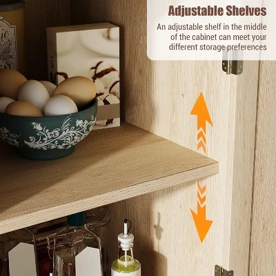 Pantry Cabinet, 72-Inch High Freestanding Tall Cupboard Storage Cabinet With A Drawer, 4 Doors, Adjustable Shelves For Living Room, Kitchen 4 Pantry Cabinet, 72-Inch High Freestanding Tall Cupboard Storage Cabinet With A Drawer, 4 Doors, Adjustable Shelves For Living Room, Kitchen - Image 2