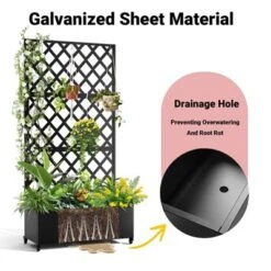 Privacy Screen With Planter Box, 72" H X 47" W Outdoor Privacy Screens And 3-Panels, Garden Decorative Planter Box With Trellis -Furniture GUEST fdf8cde6 e978 469f 83d5 aefbb75b40fd