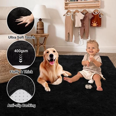 4x6 Ultra Soft Plush Carpet ¨C Navy Blue Fluffy Washable Area Rug ¨C Non-Slip Kids Room Rug Cozy Throw For Boys Girls Dorm Decor 6 4x6 Ultra Soft Plush Carpet ¨C Navy Blue Fluffy Washable Area Rug ¨C Non-Slip Kids Room Rug Cozy Throw For Boys Girls Dorm Decor - Image 4