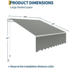 Manual Retractable Awning, Waterproof Sun Shade Patio Awning, Heavy Duty Aluminum Frame, 280g Polyester Fabric, Adjustable Roll Out Awning -Furniture GUEST fe39383f e41d 4133 8ffd 27ca4f1bd7a8