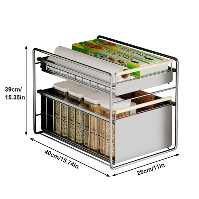 TROPOW 2-Tier Stainless Steel Pull Out Cabinet Organizer,Heavy Duty Chrome Plated Wire Basket With Shelf Liner For Pantry Storage Under Sink 3 TROPOW 2-Tier Stainless Steel Pull Out Cabinet Organizer,Heavy Duty Chrome Plated Wire Basket With Shelf Liner For Pantry Storage Under Sink