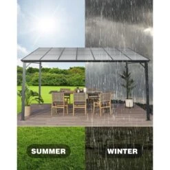 Outdoor Metal Reclining Gazebo Hardtop Reclining Pergola For Patios, Decks, Porches, Lawns And Backyards Wall Mounted Reclining Metal Awning -Furniture GUEST ffd585cf b4b8 4e26 b218 00d3c195544b